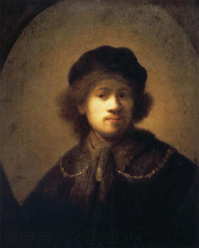 REMBRANDT Harmenszoon van Rijn Self-Portrait with Beret and Gold Chain France oil painting art